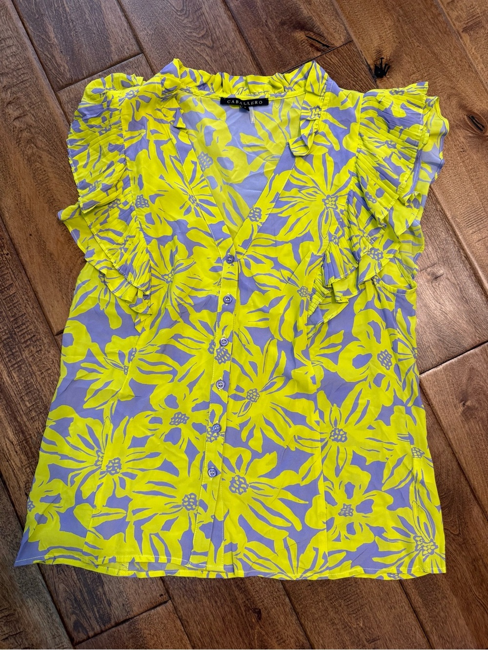 Caballero neon green and grey tank blouse